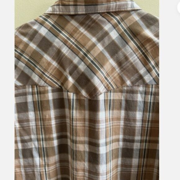 Wrangler Vintage Mens Western Plaid Pearl Snap Long Sleeve Button Down Size L/XL - Picture 10 of 11